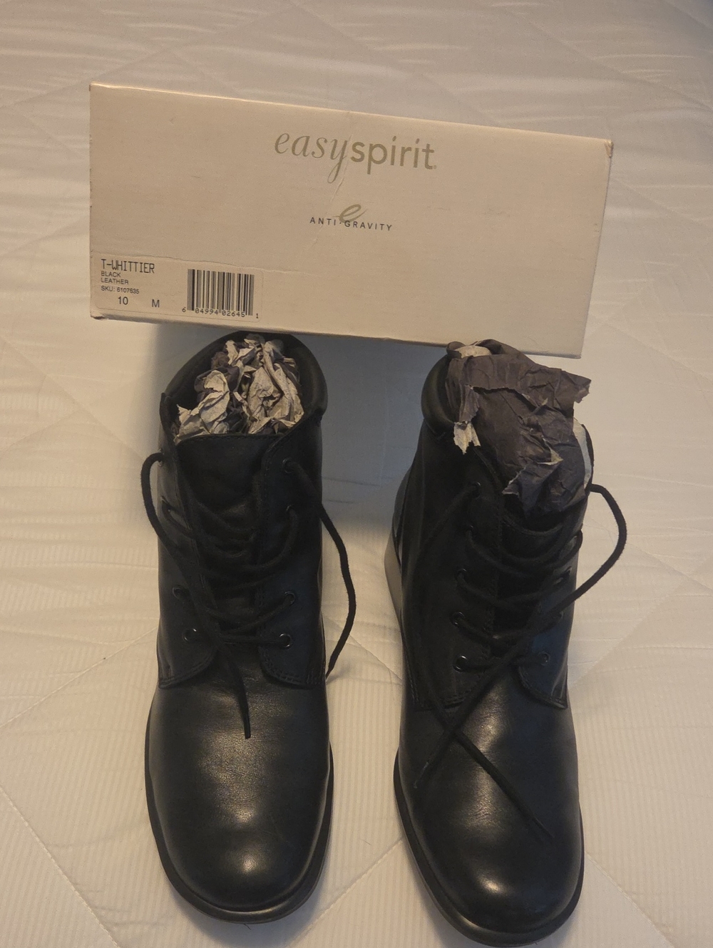 Easy Spirit Women's Black Leather Ankle Boots